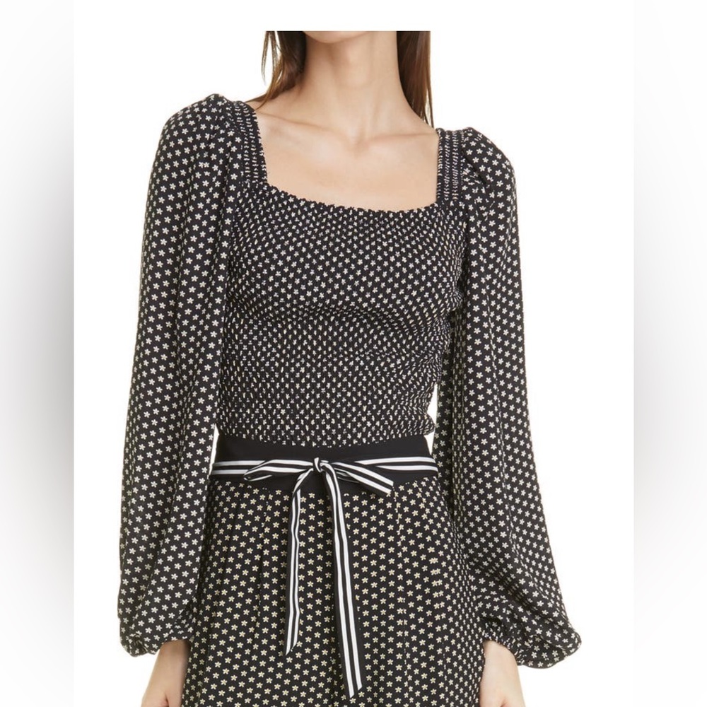 NWNT‎ TED BAKER LONDON Women's Daisy Print Smocked Balloon Sleeve . Size 8
